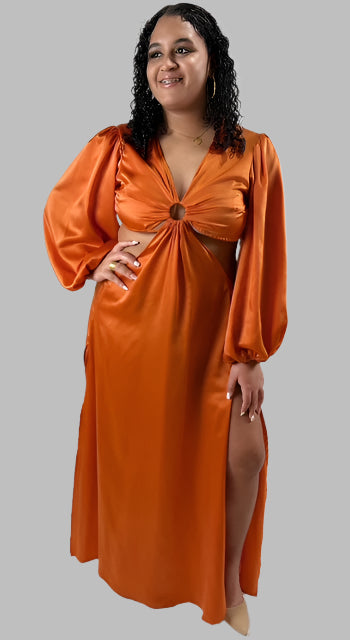 Long Satin orange dress