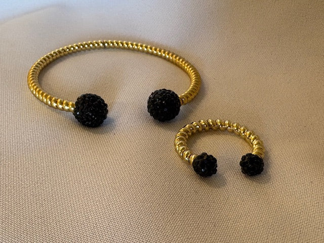 Set de Bangle color dorada y negro