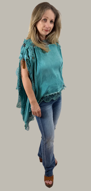 Turquoise Poncho Shirt