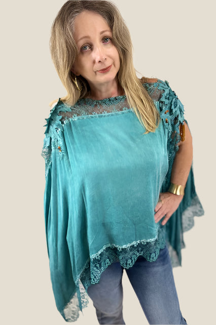 Turquoise Poncho Shirt