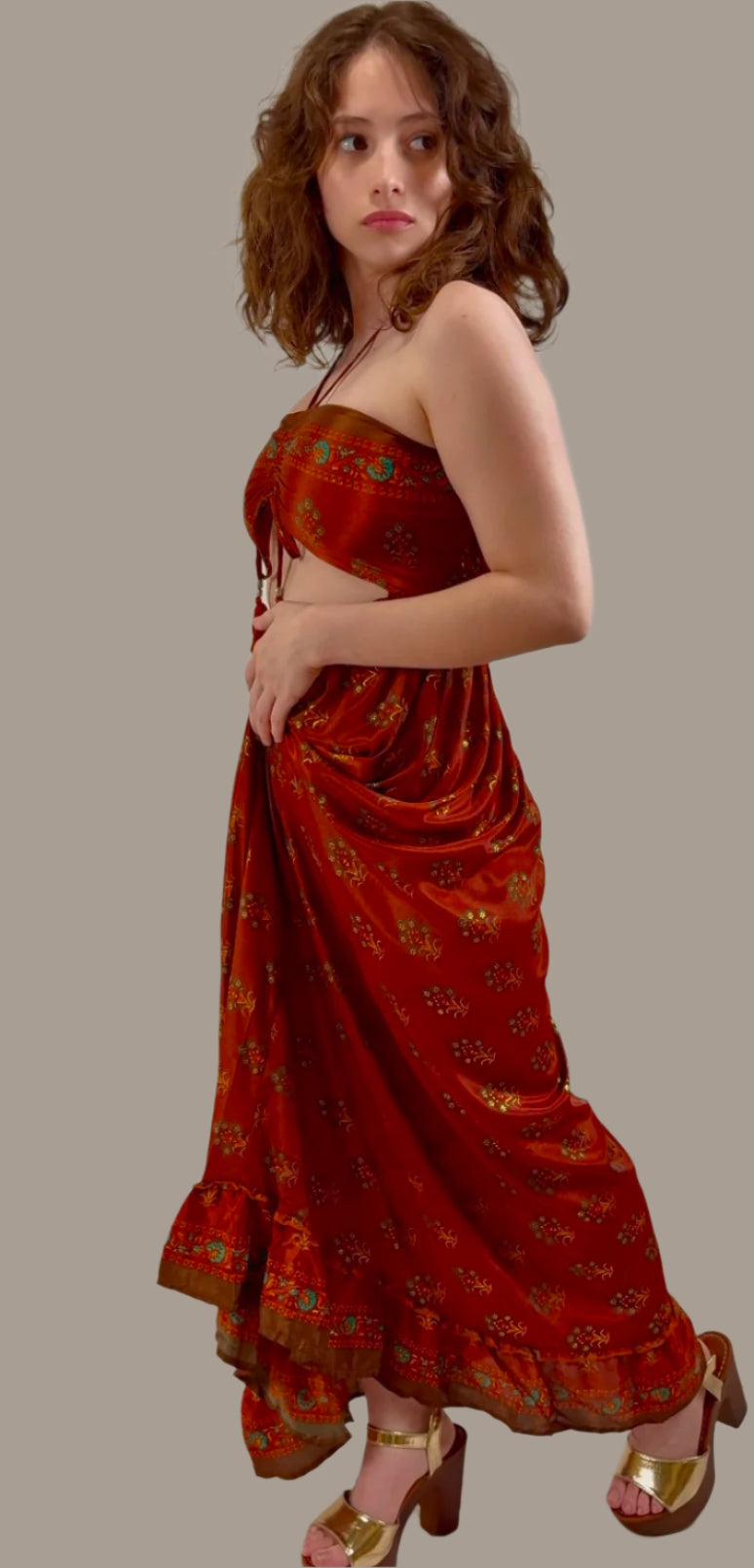 Boho Silk Vintage Dress