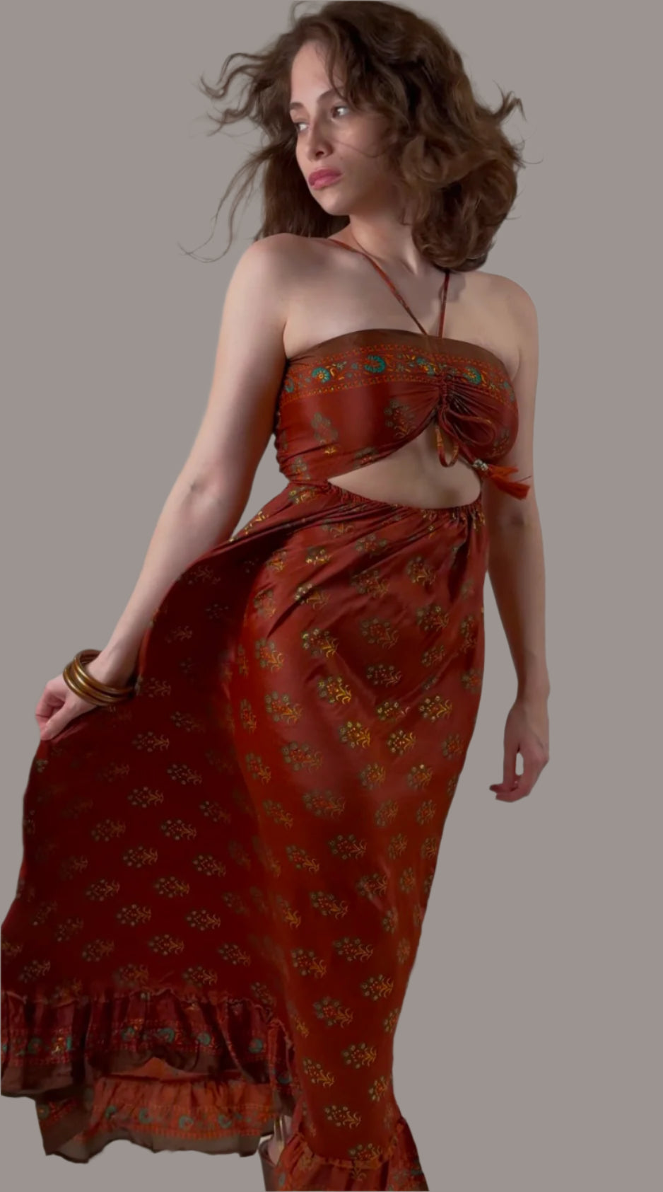 Boho Silk Vintage Dress