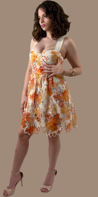 Print Crochet Fashion Dress