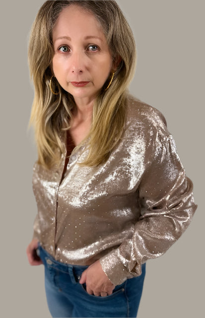 Long Sleeve Rose Gold Blouse