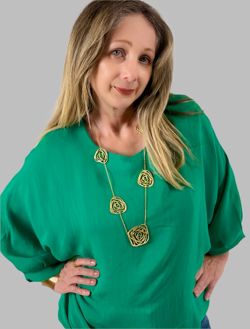 Green Puffy Blouse