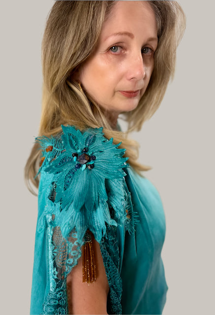 Turquoise Poncho Shirt