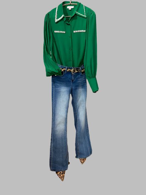 Long Sleeve Pearl Blouse