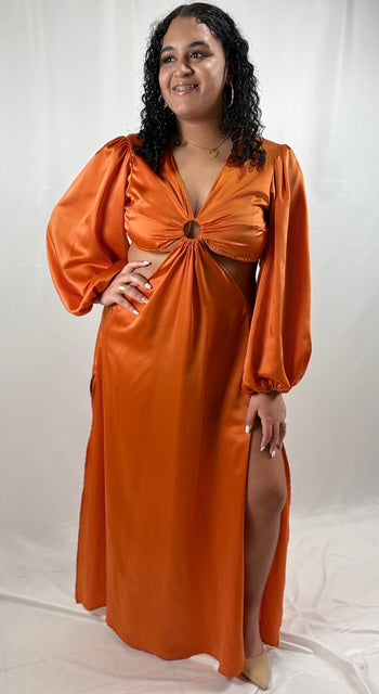 Long Satin orange dress