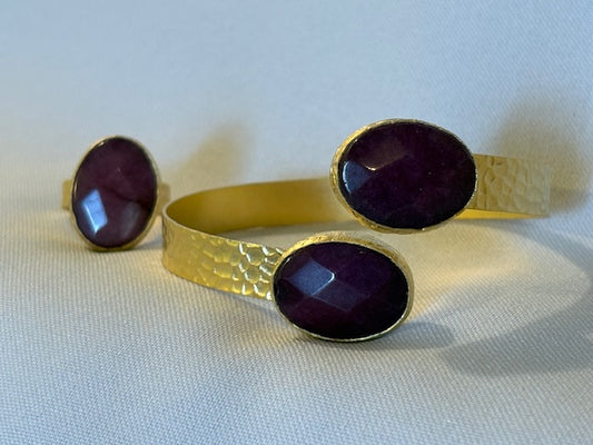 Magenta Gold Ring and Bracelet