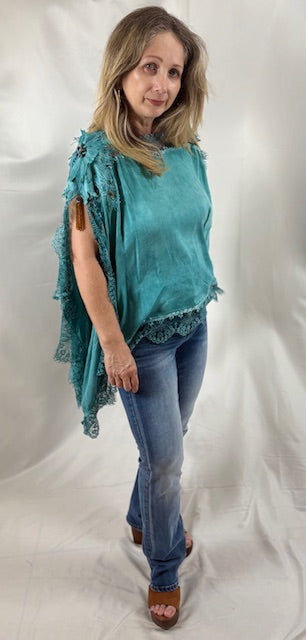 Turquoise Poncho Shirt