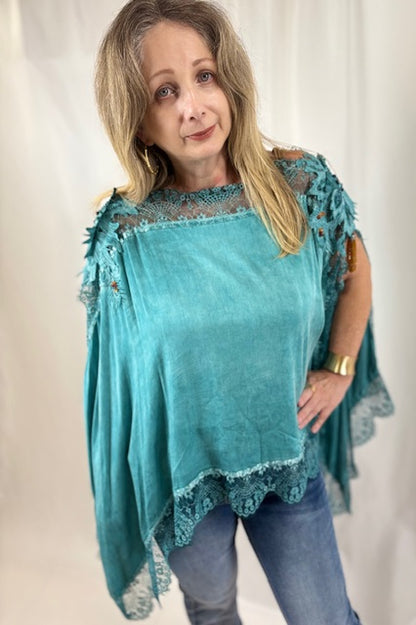 Turquoise Poncho Shirt