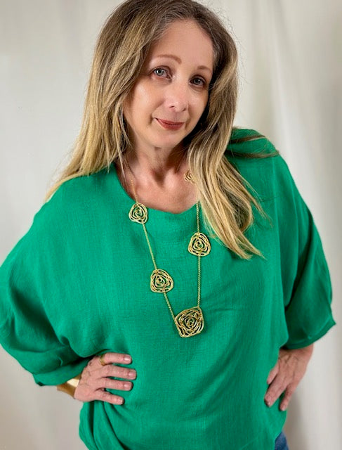 Green Puffy Blouse